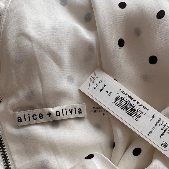 ALICE + OLIVIA Darva Polka Dot Faux Wrap Dress - Picture 9 of 11